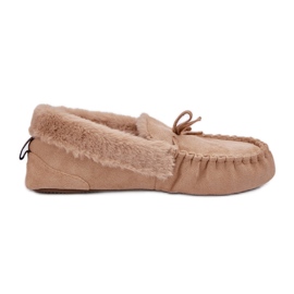Women's moccasins with beige fur
