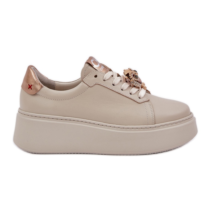 Women's leather sneakers Chebello 4411 light beige Women's leather sneakers Chebello 4411 light beige