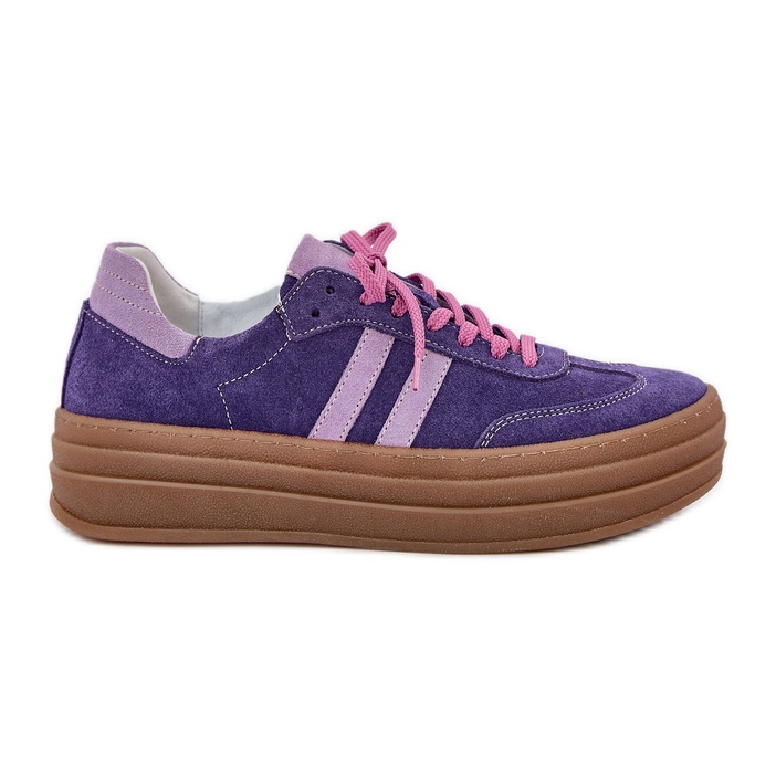 Zazoo N1068S4 Women's suede sneakers on the platform Dark Violet