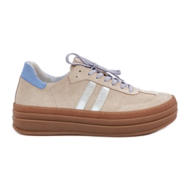 Zazoo N1068S4 Women's suede sneakers on the platform beige Zazoo N1068S4 Women's suede sneakers on the platform beige