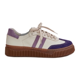 Zazoo N1068S6 Leather Low Women's Sneakers on the Platform white Zazoo N1068S6 Leather Low Women's Sneakers on the Platform white