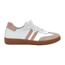 Zazoo n1068 leather low beige women's sneakers