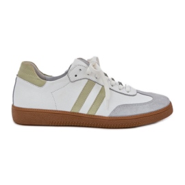 Zazoo N1068 Women's Leather Low Sneakers, White