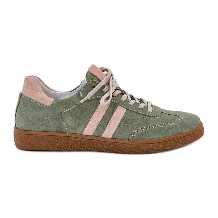 Zazoo n1068 suede low women's green sneakers