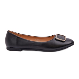 Eco leather ballerinas with a black decoration Eco leather ballerinas with a black decoration