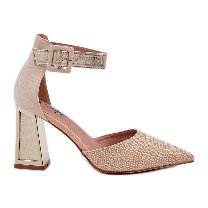 Sandals on the post with pointed toes gold golden