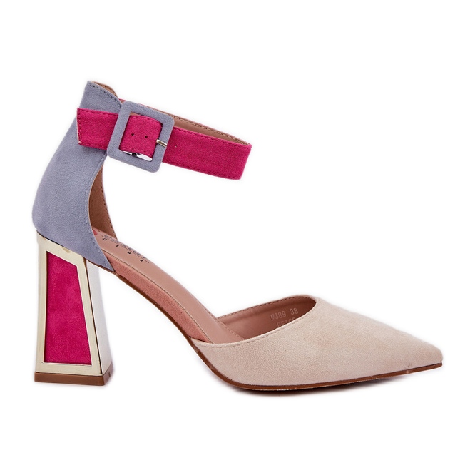 Sandals on the pillar with pointed toes light beggars beige