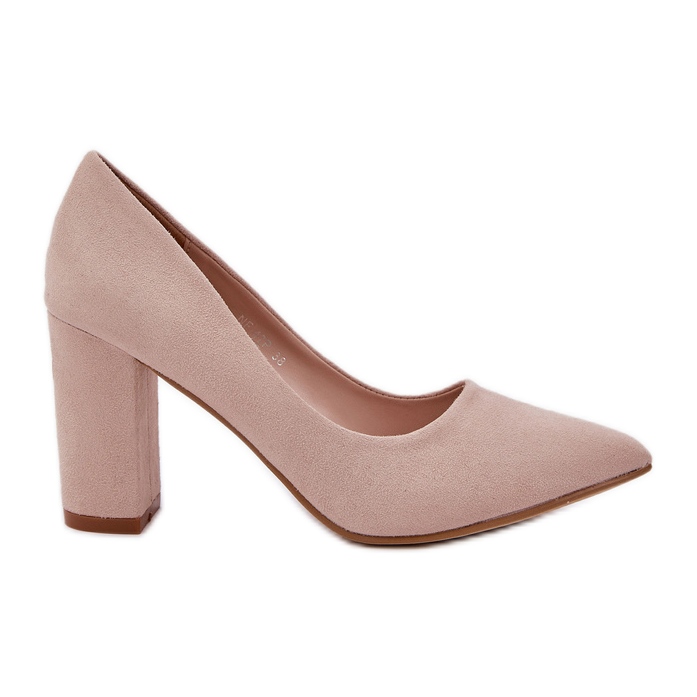 Women's pumps on the eco -suede pillar beige Women's pumps on the eco -suede pillar beige