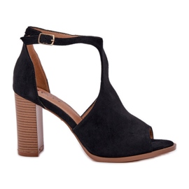 Sandals on the eco suede post black