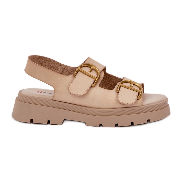 Eco leather sandals with beige buckles