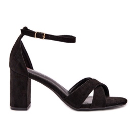 Sandals on the bar heel with eco suede black