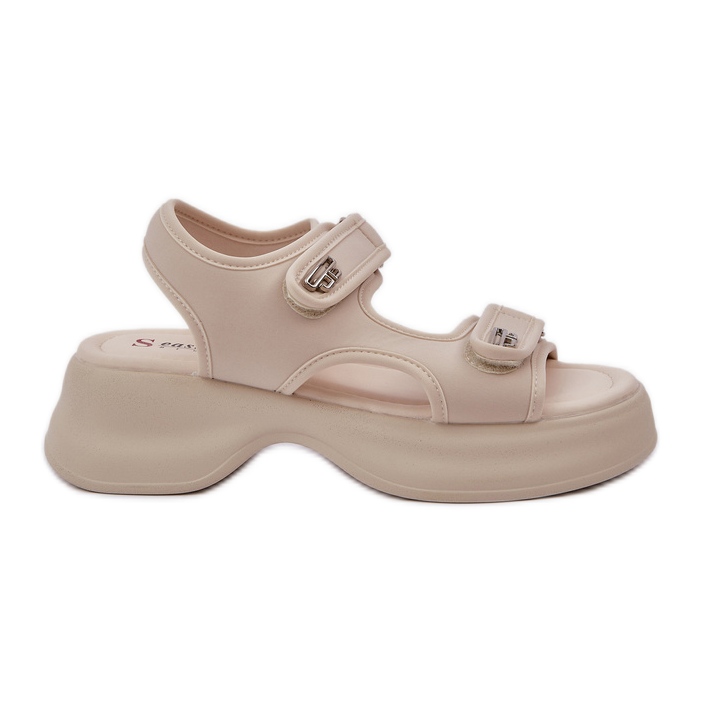Lightweight material sandals on the light beige platform