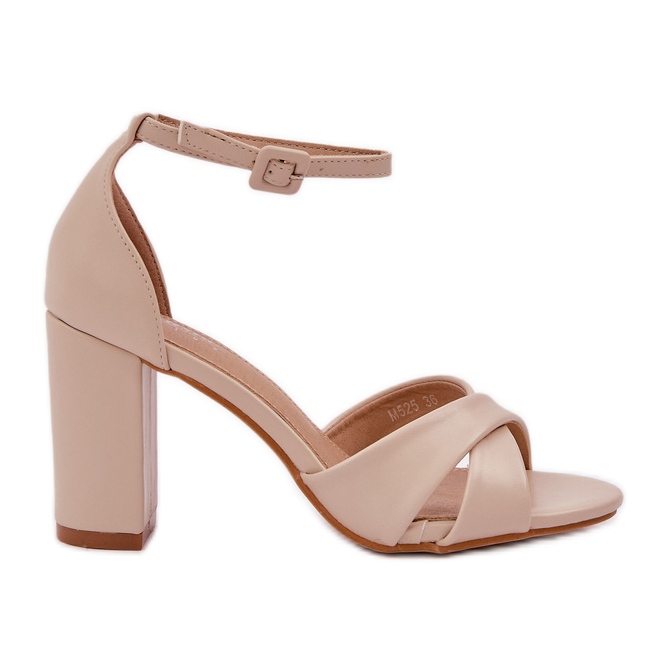 Sandals on a bar heel with eco leather beige