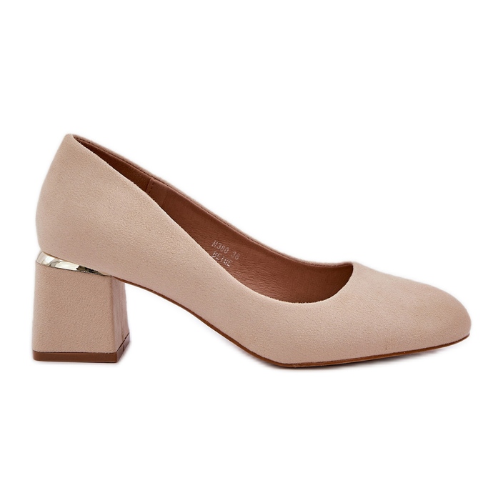 Eco suede pumps on the post beige