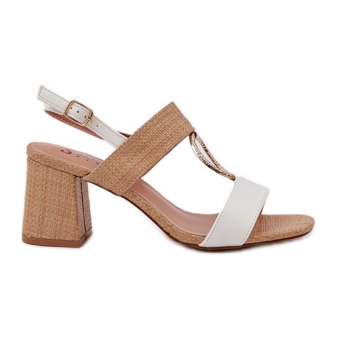 White-beige sandals on the bar