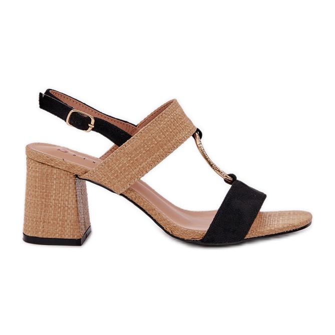 Black and beige sandals on the bar Black and beige sandals on the bar