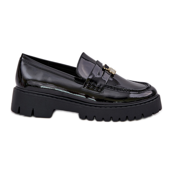 Painted women's loafers with pins black bear Painted women's loafers with pins black bear