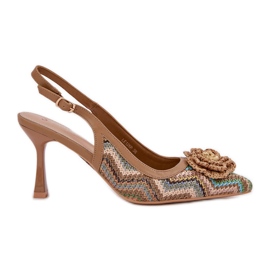 Braided high heels with a brown heel