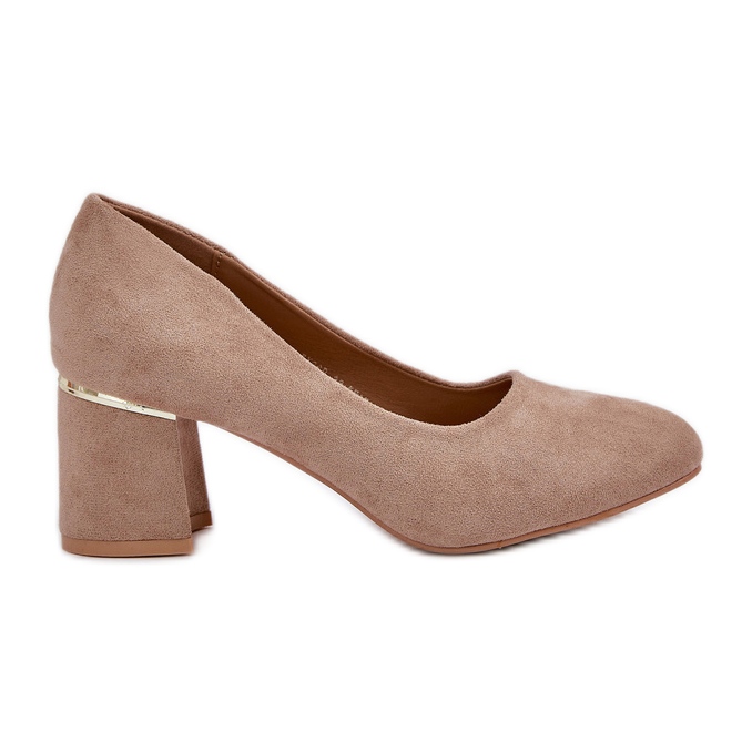 Eco suede pumps on the dark -sized post beige