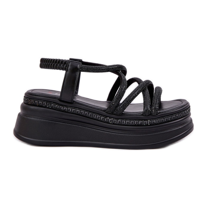 Sandals on a massive platform with black stripes