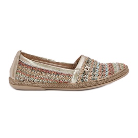 Elegant leather espadrilles with a Zazoo 10178 Multikolor braid golden Elegant leather espadrilles with a Zazoo 10178 Multikolor braid golden