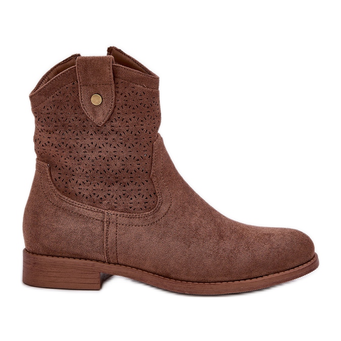 S.Barski Flat-heeled openwork boots S. Barski HY51-063 brown