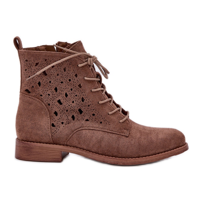 S.Barski Suede lace-up boots with an openwork pattern S. Barski HY51-136 brown