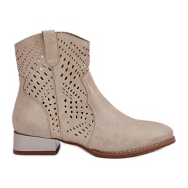 Low -heeled women's openwork boots golden