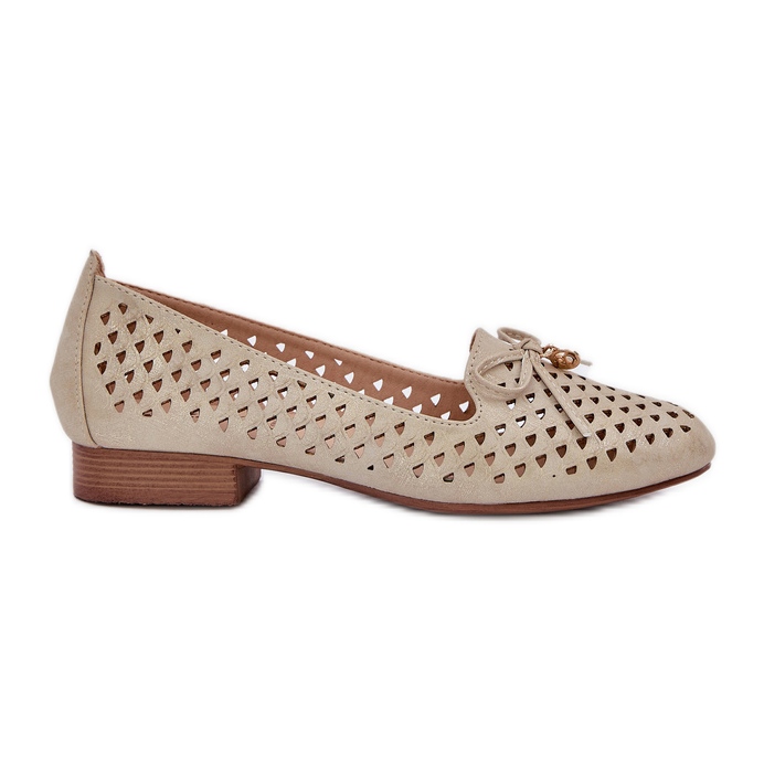 Jezzi Openwork ballerinas with an eco leather bow golden Jezzi Openwork ballerinas with an eco leather bow golden