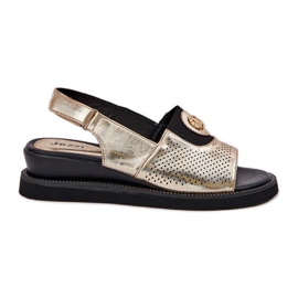 Jezzi Women's sandals for gold wedges with an ornament golden