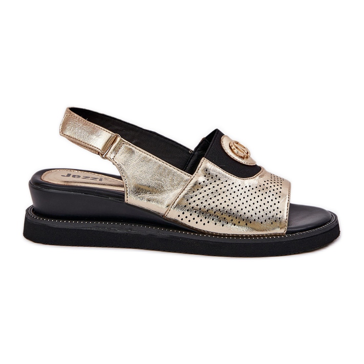 Jezzi Women's sandals for gold wedges with an ornament golden Jezzi Women's sandals for gold wedges with an ornament golden