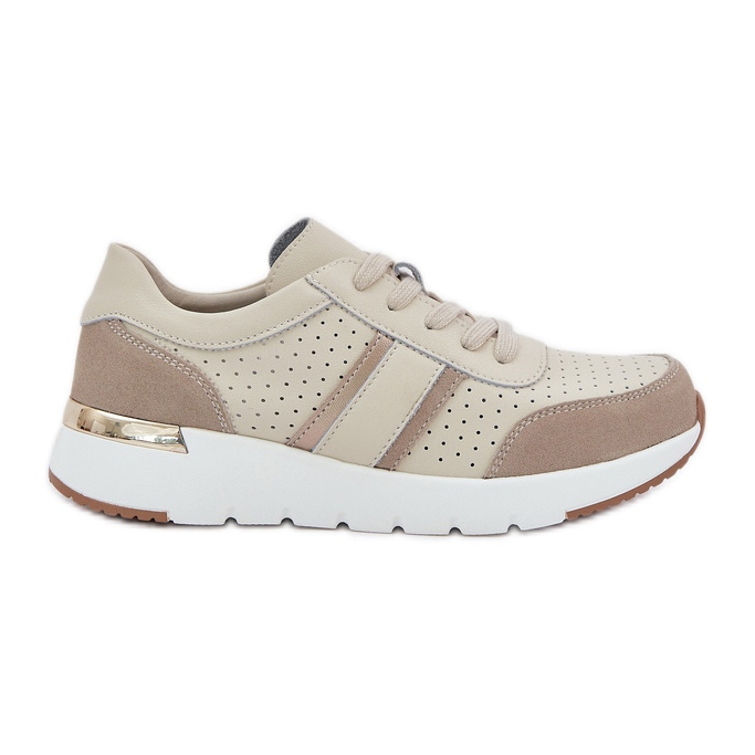 Light leather sneakers women's sports shoes beige Light leather sneakers women's sports shoes beige