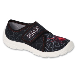 Befado children's slippers 974X565 black with a spider application Befado children's slippers 974X565 black with a spider application