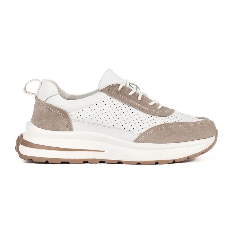 Goodin Leather openwork sports shoes on a thick white-beige sole