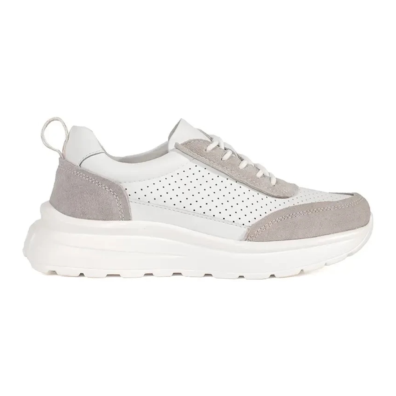 Goodin Leather openwork sports shoes on a thick sole white