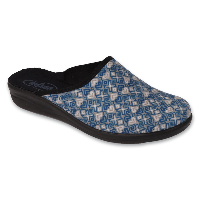 Befado women's slippers pu 551D004 blue with hearts