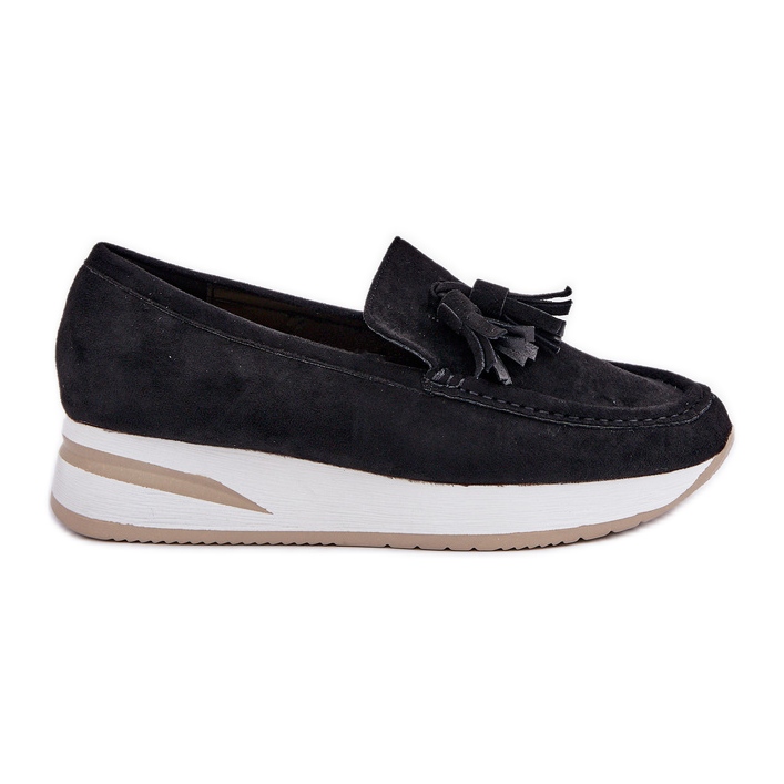 Moccasins on a delicate Eco wedge black Moccasins on a delicate Eco wedge black