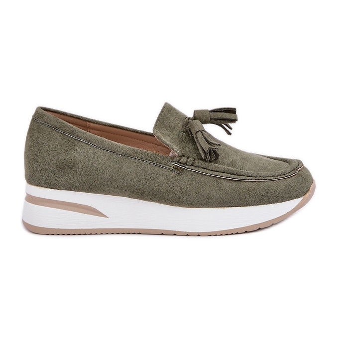 Moccasins on a delicate Eco Wedders Green