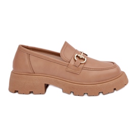 Women's loafers with golden detail beige