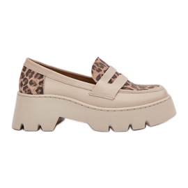 Zazoo Light -heel women's leather loafers beige