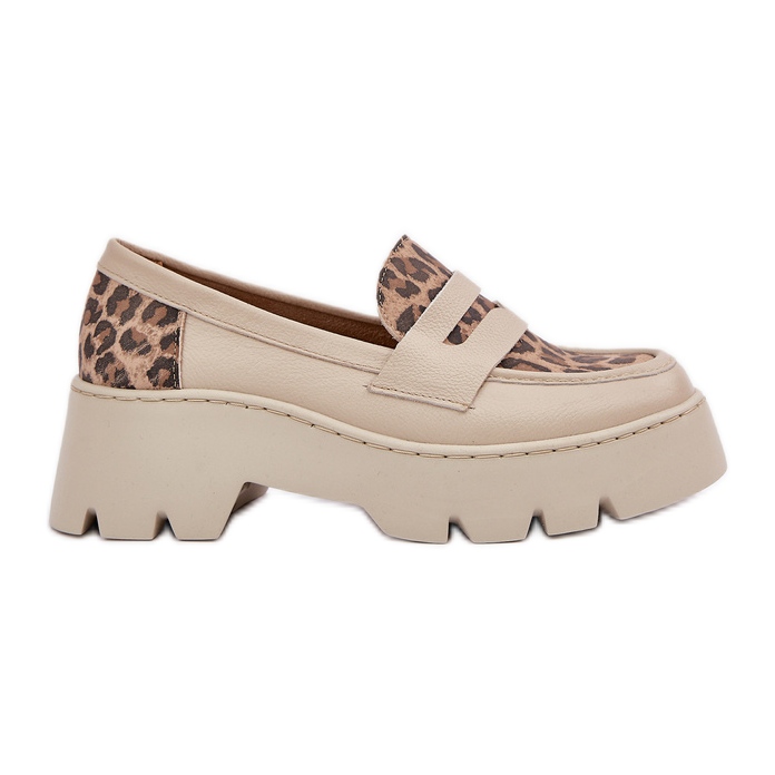 Zazoo Light -heel women's leather loafers beige