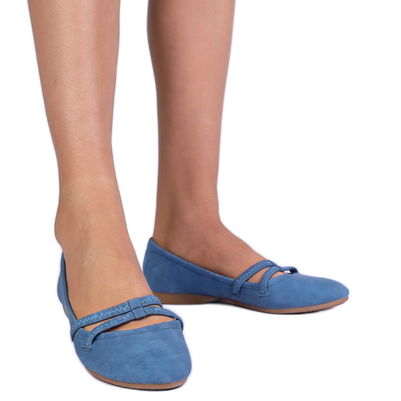 Blue women's ballerinas made of matt eco -leather Blue women's ballerinas made of matt eco -leather