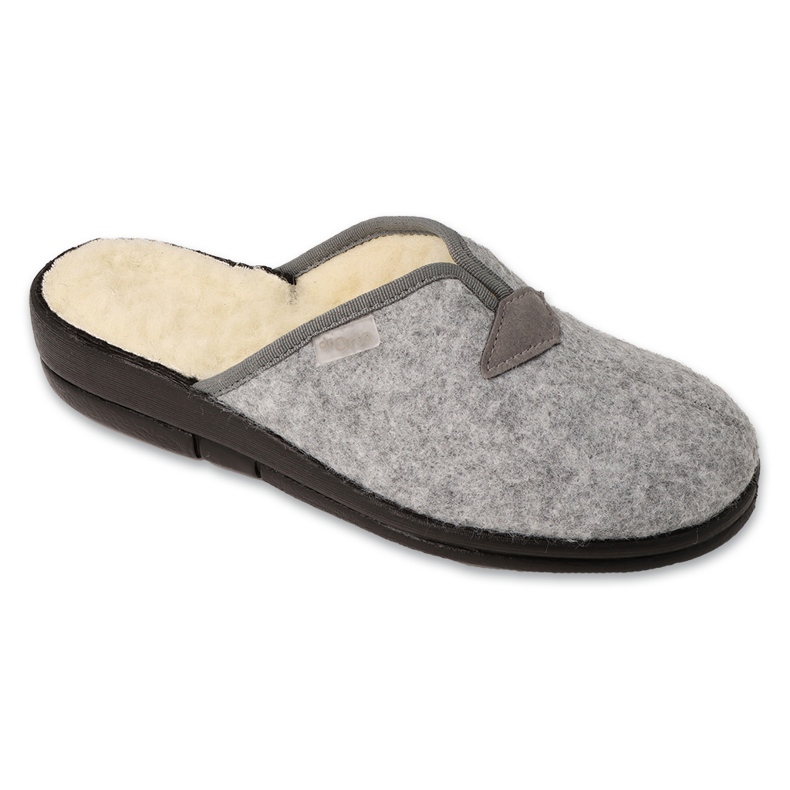 Befado women's pu slippers insulated with wool 937D638, gray grey
