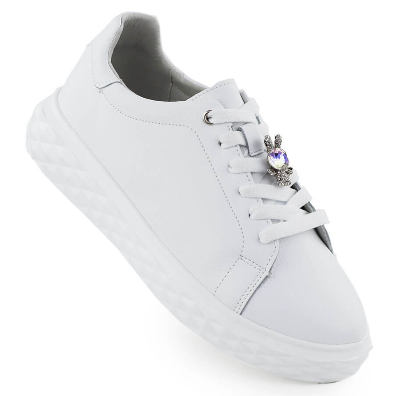 Women's leather shoes with an ornament on the white platform Sergio Leone SP110