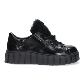 Women's leather shoes pollonus black pour 5-1578-005