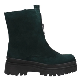 Women's leather boots Pollonus bottle green 5-1601-003