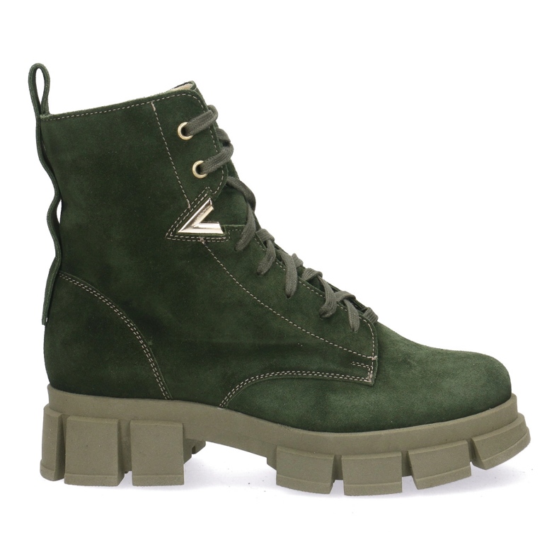 Polbut Women's leather boots Pollonus green velor 5-1583-004