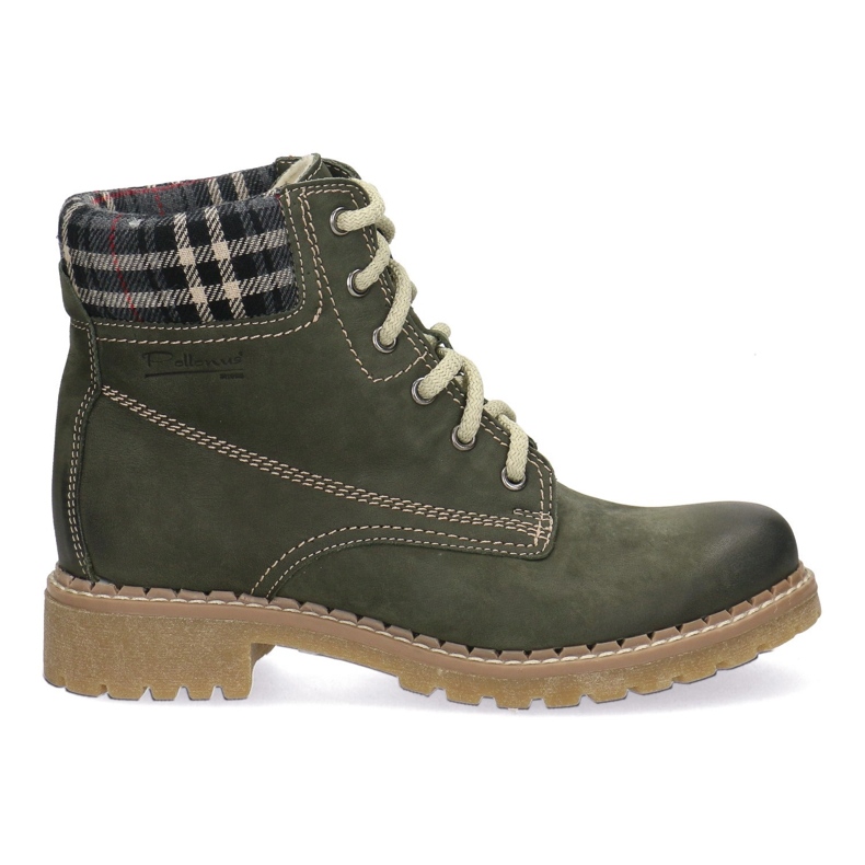 Polbut Solid leather women's boots pollonus green 5-0739-007