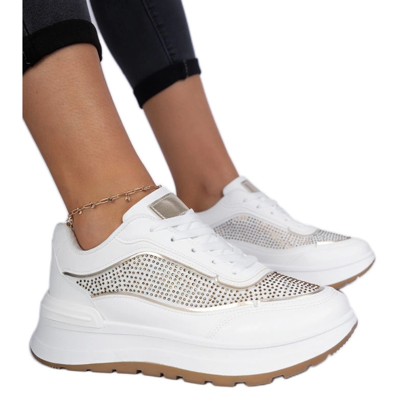 White women's sneakers with zircons White women's sneakers with zircons