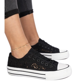 Black openwork women's sneakers